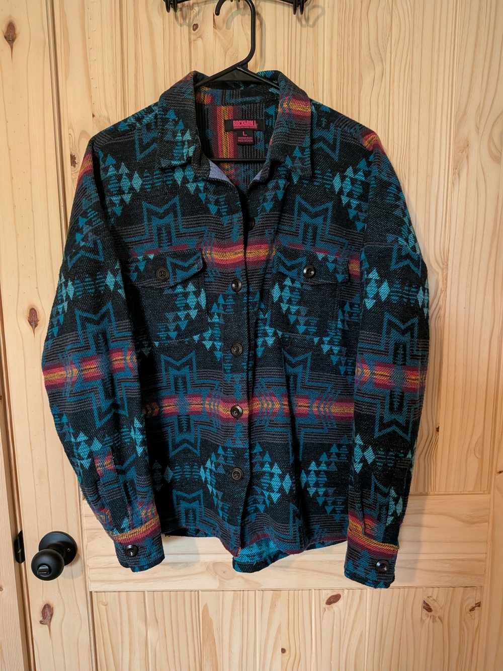 Rock & Roll Aztec Print Women's Jacket - Navy & Teal